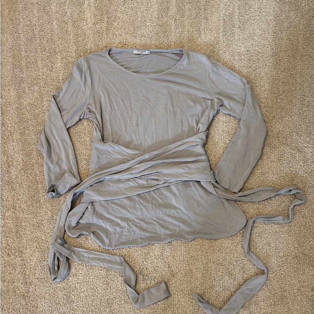 MM Lafleur Gray Tie-Front The Walker Top
